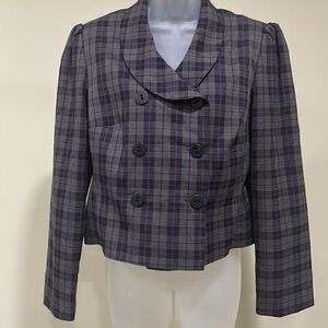 NWOT Signature by Larry Levine purple and gray plaid suit jacket.  Size 14 XL